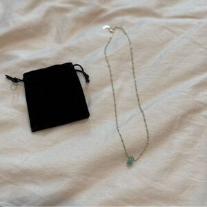 Gold Necklace with Green Gemstone Pendant